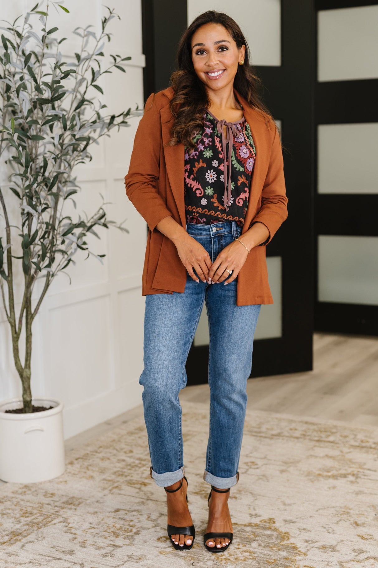 Magic 3/4 Sleeve Blazer in Rust