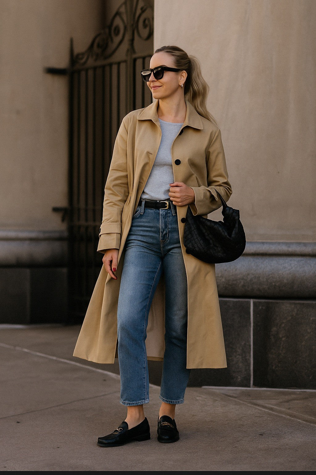 beige Classic Lined Trench Coat