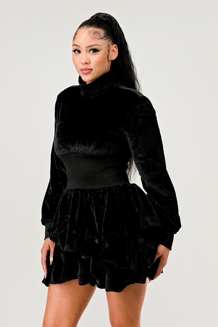 Ruffle Long Sleeve Mini Dress