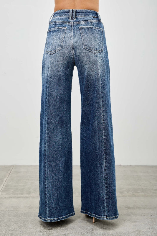 Medium Wash High Rise Wide Leg Jeans