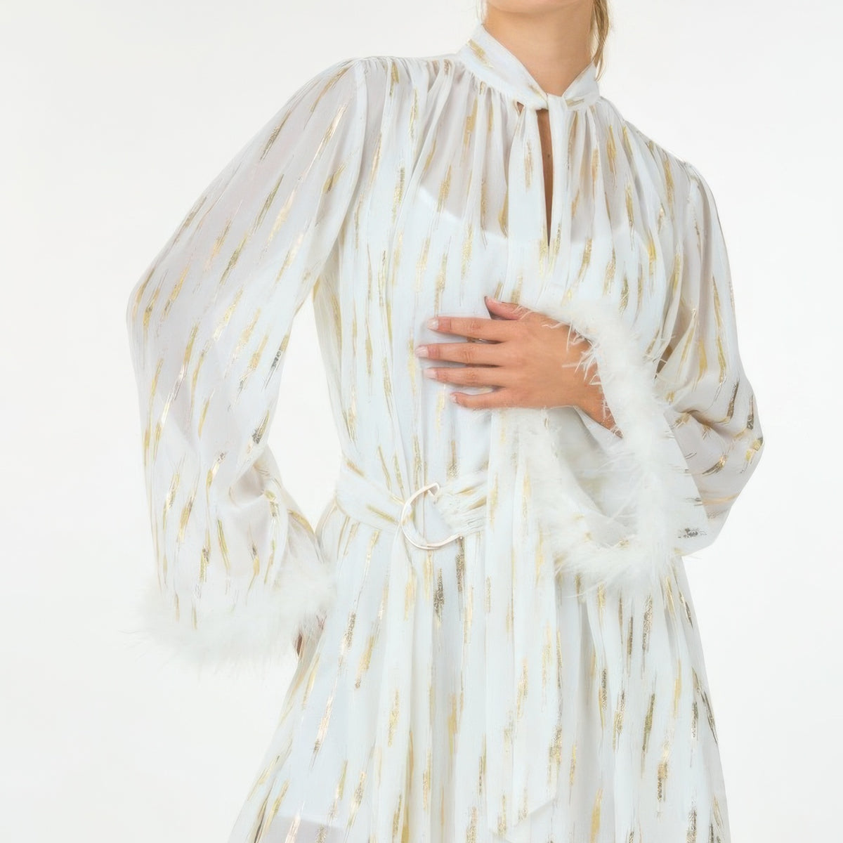 white metallic mini dress Metallic Knit Mini Dress