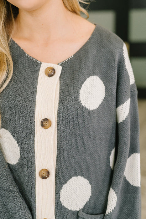 Polka Dot Button Down Cardigan