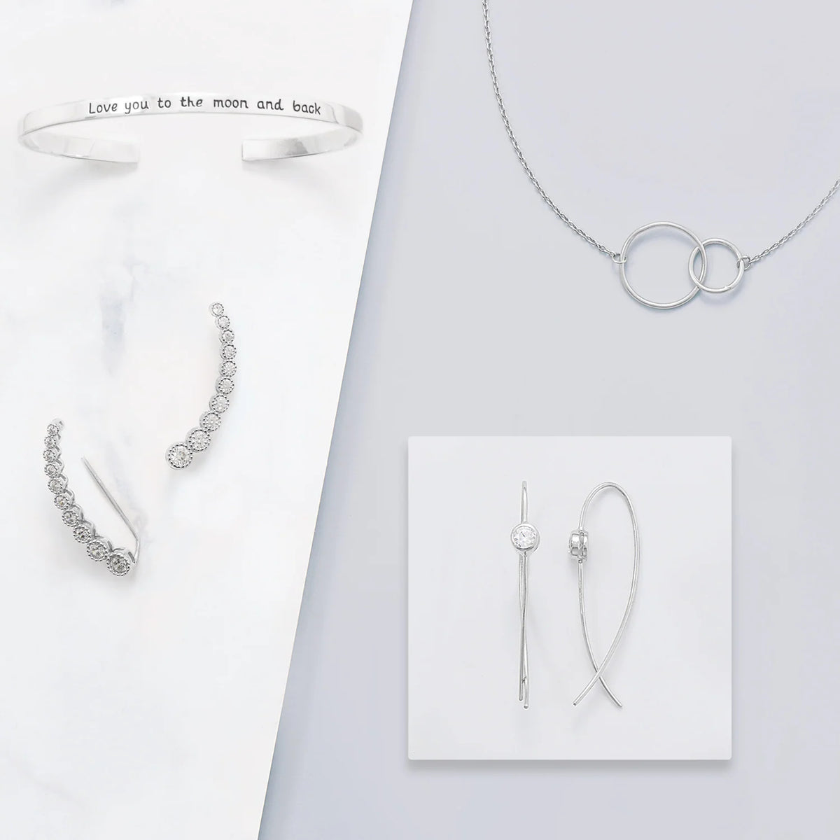 16" + 2" Rhodium Plated Circle Link Necklace
