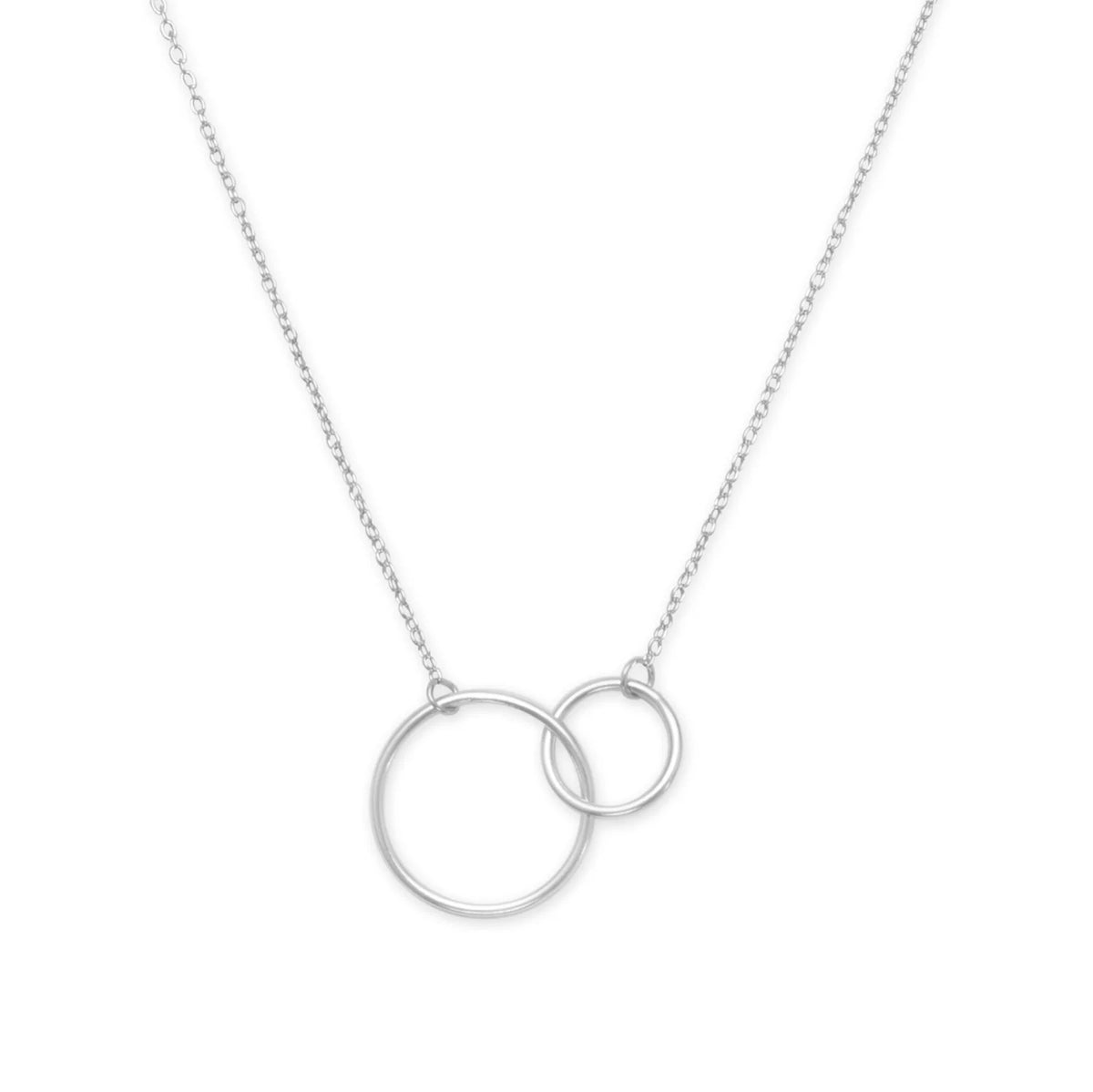 16" + 2" Rhodium Plated Circle Link Necklace