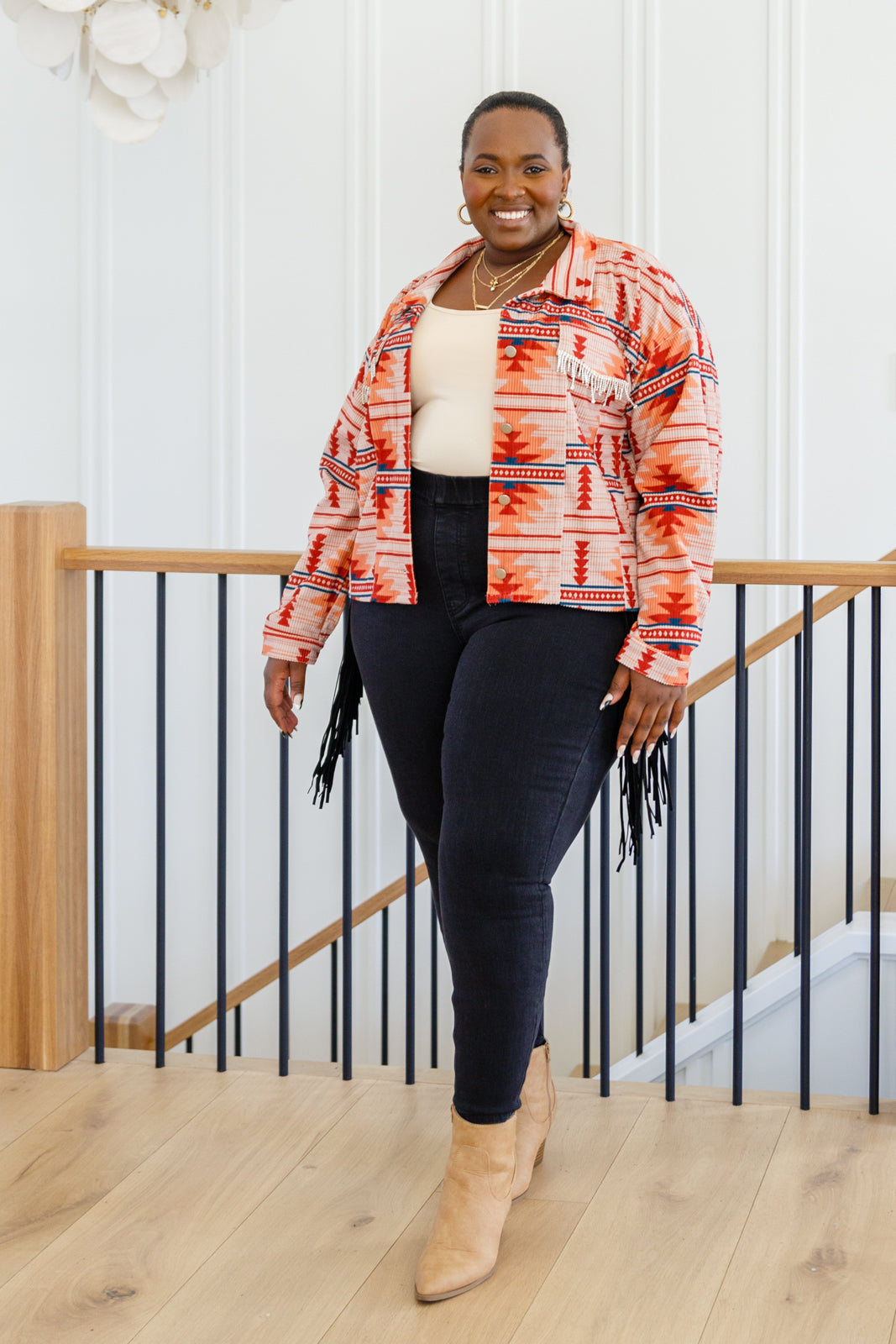 Side Fringe Skinny Jeggings In Black