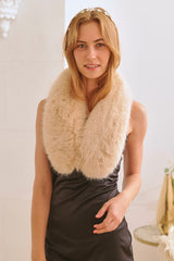 beige Faux Fur Collar Scarf