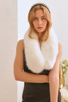 white Faux Fur Collar Scarf