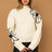 Cozy Flower Embroidery Mock Neck Sweater