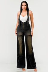 Urban Noir Denim Overalls Black Jumpsuit new