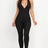 Black Halter V Neck Ribbed Bodycon Catsuits Jumpsuit