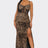 rose gold Bustier mesh corset teddy velvet maxi dress