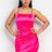 hot pink Overlapping Hem Shirred Satin Dress
