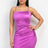 purple Overlapping Hem Shirred Satin Dress