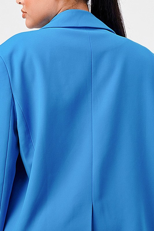 blue business CASUAL LOOSE FIT BLAZER AND PANTS set