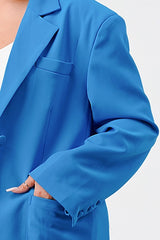 blue business CASUAL LOOSE FIT BLAZER AND PANTS set