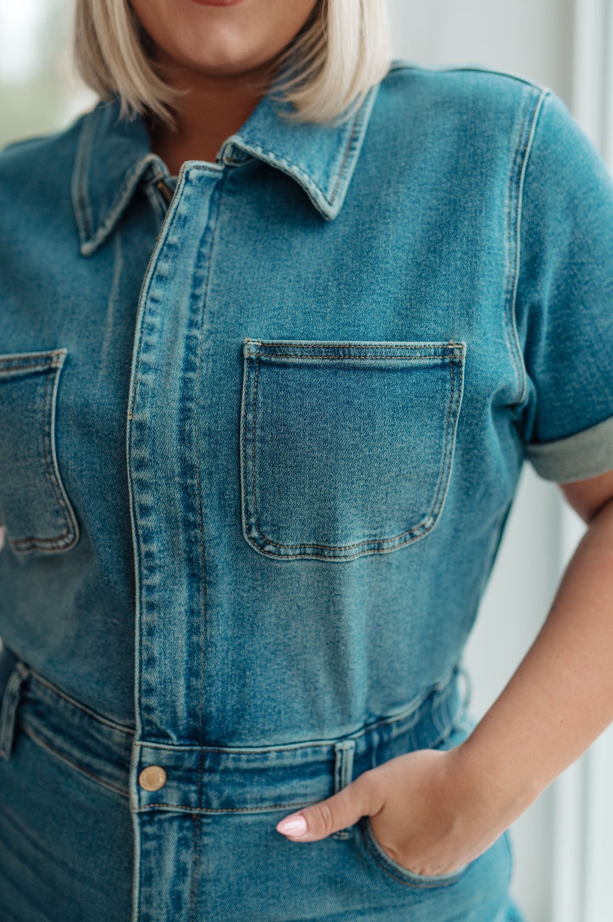 Judy Blue short sleeve Denim Jumpsuit