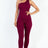 burgundy One Shoulder Bodycon Jumpsuit