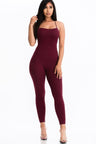 burgundy Criss-Cross Open Back Bodycon Jumpsuit