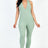 green Halter V Neck Ribbed Bodycon Catsuits Jumpsuit