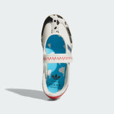 Adidas Pixar Toy Story Samba Jane Shoes with a blue insole featuring Pixar branding on a white background