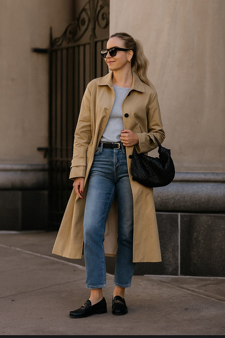 beige Classic Lined Trench Coat