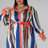 Black and Ruse Plus Size Striped Self Tie Dress