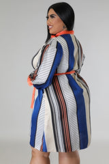 Black and Ruse Plus Size Striped Self Tie Dress side