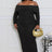 Black Plus Size Long Sleeve Off Shoulder Maxi Dress
