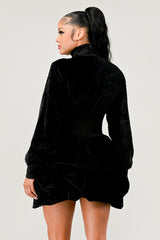 Back view of Ruffle Long Sleeve Mini Dress