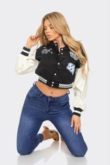 Black Varsity Patchwork Y2K Jacket