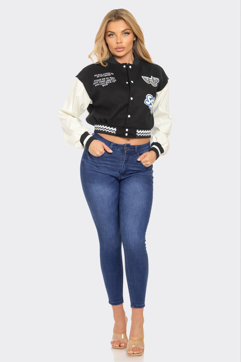 Black Varsity Patchwork Y2K Jacket