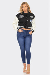 Black Varsity Patchwork Y2K Jacket