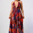 multi color Boho Print Sequin Trim Maxi Dress