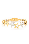 Gold bracelet with star designs on a white background