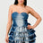 washed denim dress with tiered ruffles
