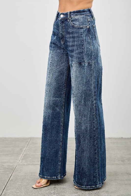 Medium Wash High Rise Wide Leg Jeans