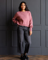 Dusty Rose Dropped Shoulder Pullover Sweater
