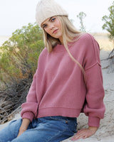Dusty Rose Dropped Shoulder Pullover Sweater
