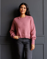Dusty Rose Dropped Shoulder Pullover Sweater