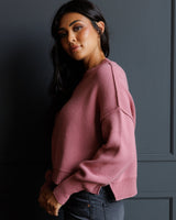 Dusty Rose Dropped Shoulder Pullover Sweater