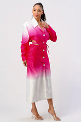 Fuchsia Ombre Trench Dress
