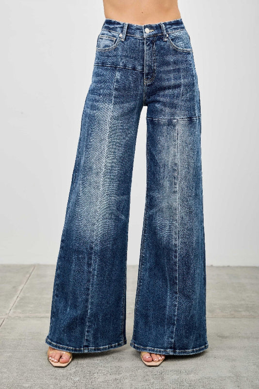 Medium Wash High Rise Wide Leg Jeans