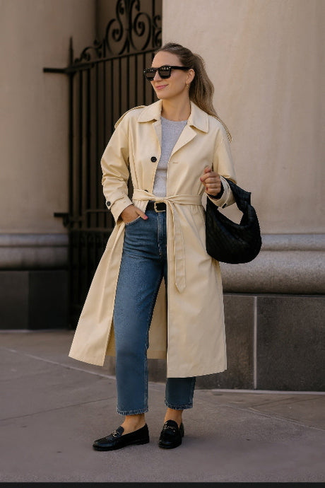 beige Classic Lined Trench Coat