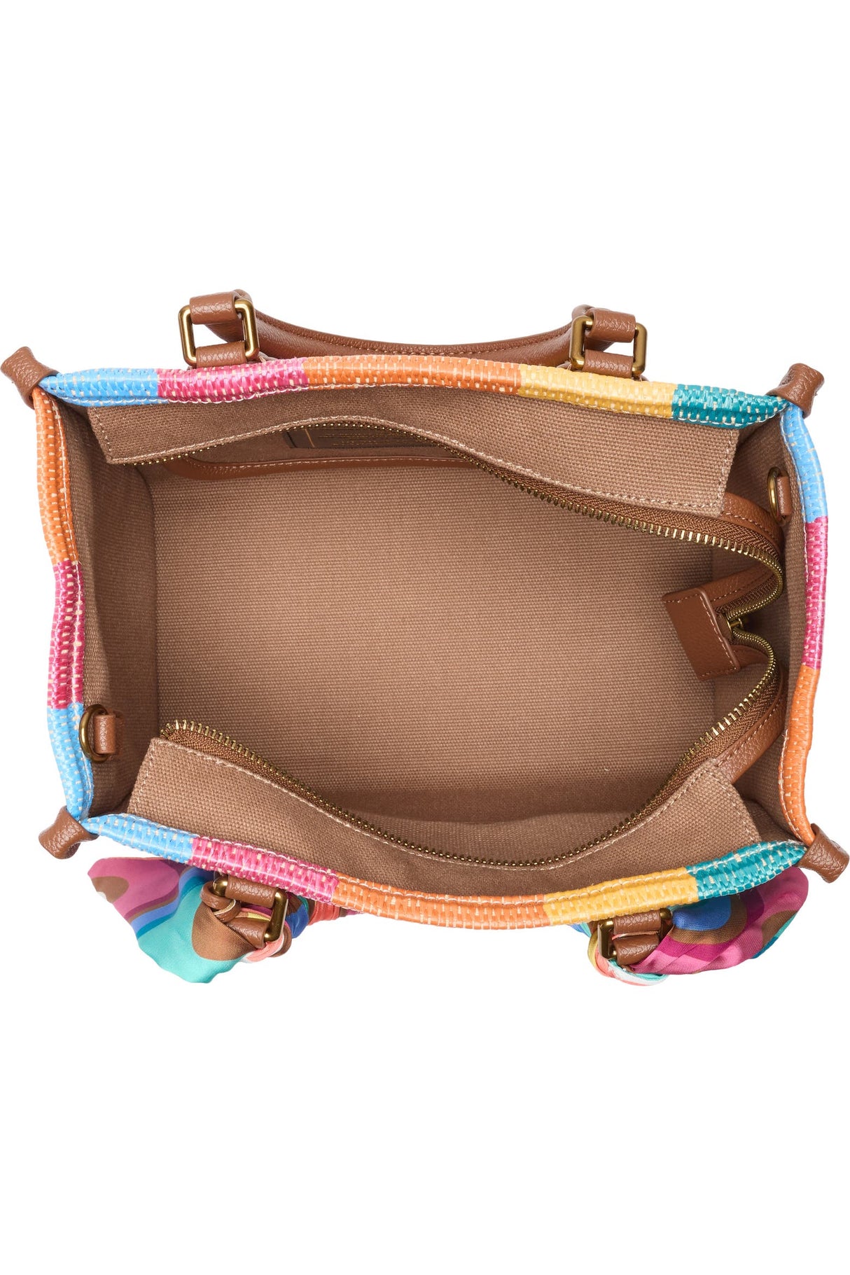 Kurt Geiger bag with colorful handle on a white background