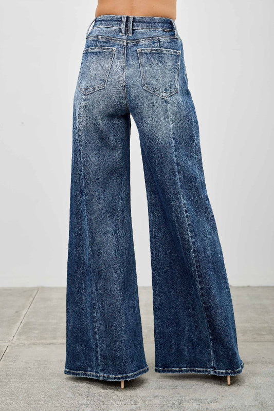 Medium Wash High Rise Wide Leg Jeans