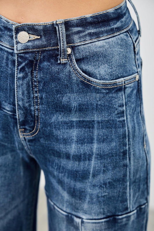 Medium Wash High Rise Wide Leg Jeans