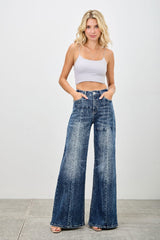 Medium Wash High Rise Wide Leg Jeans