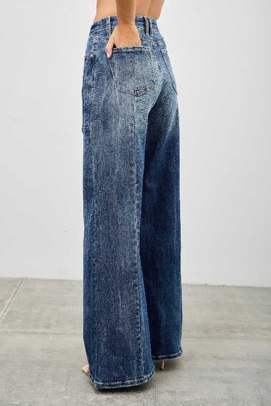 Medium Wash High Rise Wide Leg Jeans