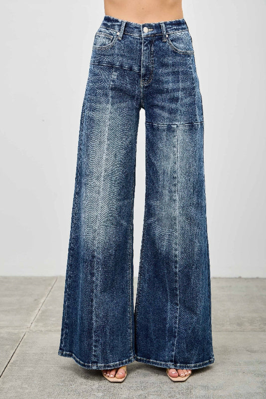Medium Wash High Rise Wide Leg Jeans
