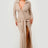 Mocha Ribbed Long Sleeve Tie Front Maxi Dress